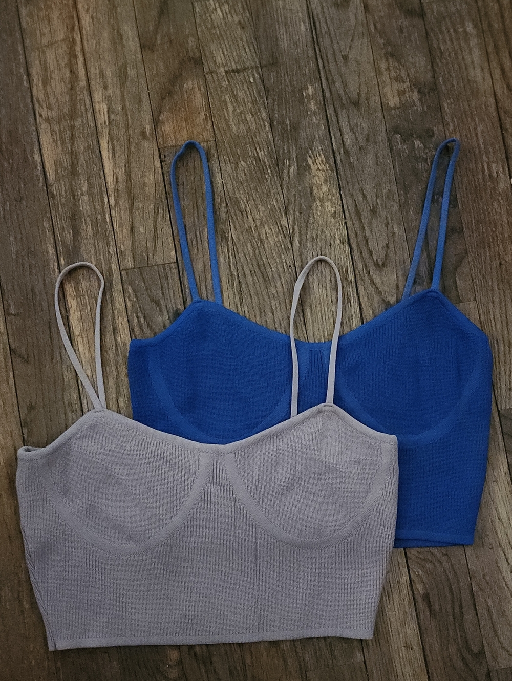 Blue + Rose Beige Ribbed Bustier Cropped Tank Top 8 10 12